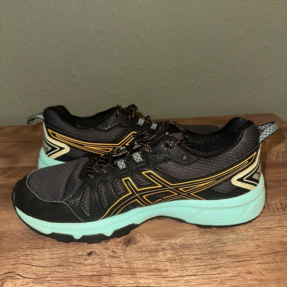 ASICS GEL-Venture 7 Women's Sz 8 Running Shoes Black/Green S1003-1030 - Picture 3 of 9